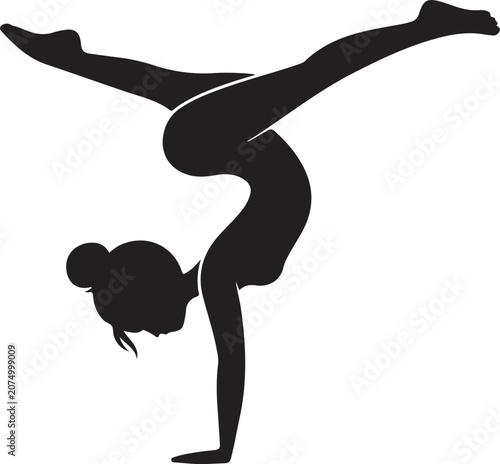 Gymnast performing handstand balance pose