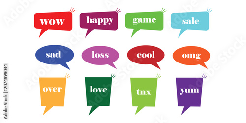 Fotografi Vibrant speech bubbles with emotive words