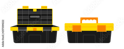 Toolbox set open and closed icon for handyman repairs isolated vector illustration