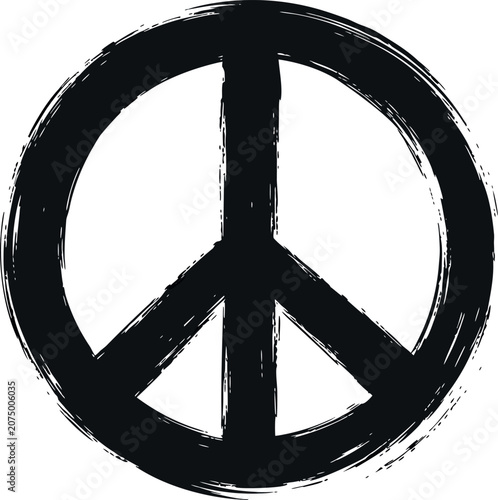 Tableau sur toile Hand Drawn Brush Stroke Peace Symbol Bold Black Grunge Circle