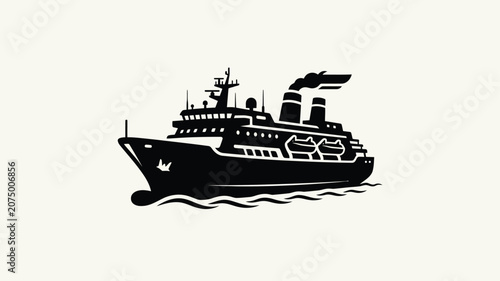 Canvas Print Ocean liner ship silhouette against a neutral background silhouette