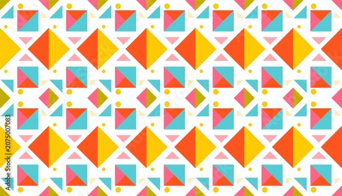 Konstfotografi Abstract Geometric Seamless Pattern with Modern Memphis Shapes in Bright Colors
