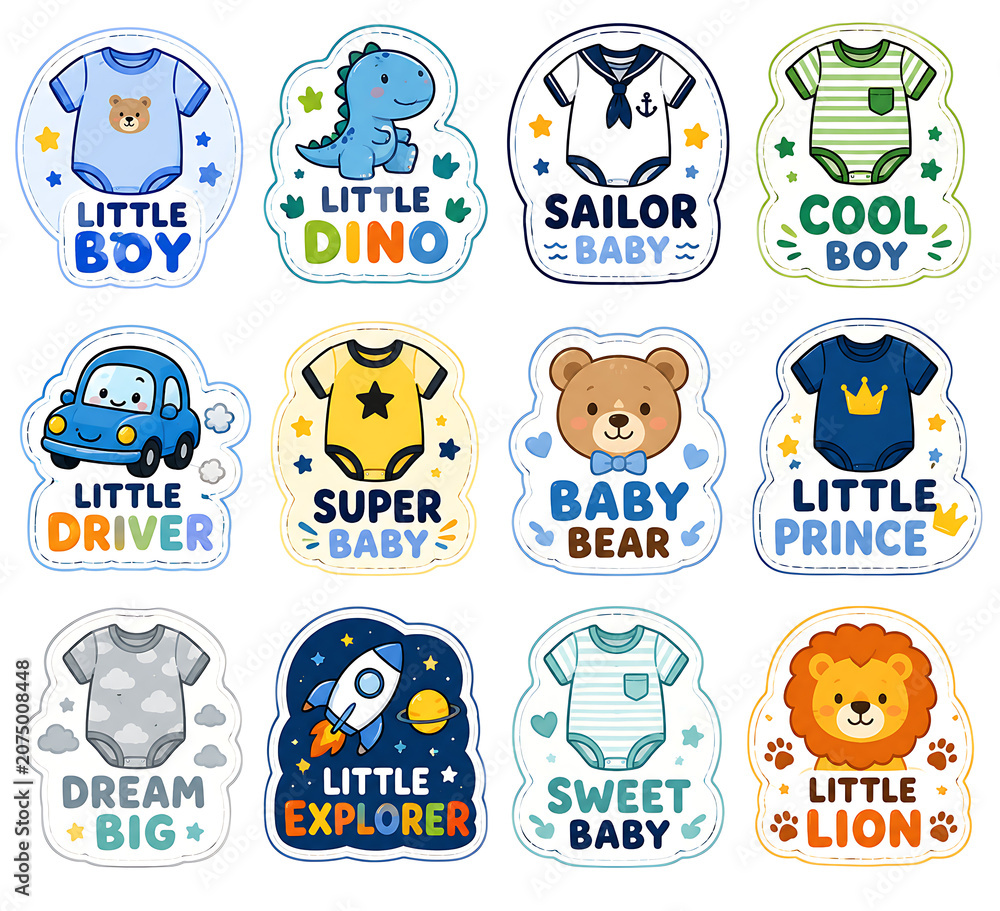 Fototapeta premium Cute Baby Sticker Collection