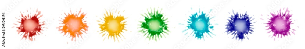 Fototapeta premium Melt circle paint drip, splash with drops, liquid shape graffiti blob isolated on background.