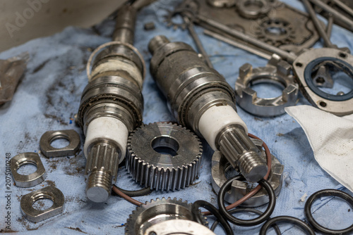 Disassembled old pump in the food industry.
