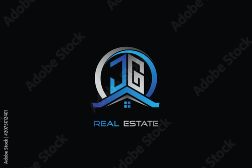 JG real estate letters logo design for construction or house. JG real estate letters logo Vector design