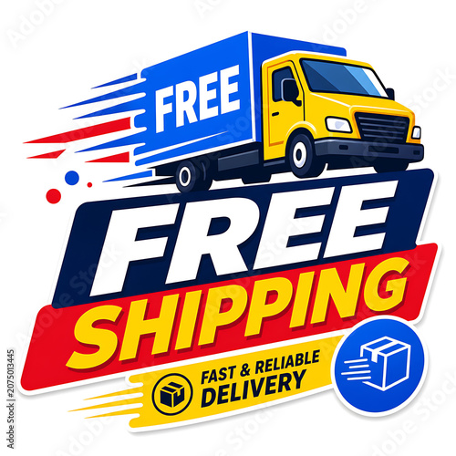 Free Shipping Fast Reliable Delivery Truck Icon.