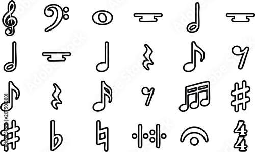Music notes and symbols collection.