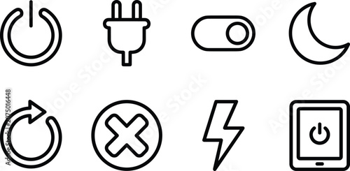 Quadro su tela Power Button and Energy Control Icon Set for Tech Device Websites, Mobile System