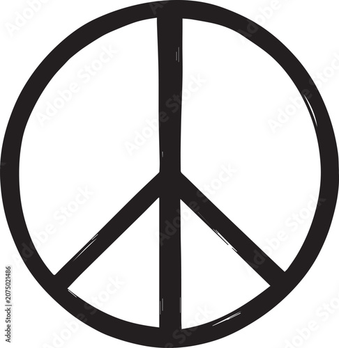 Tableau sur toile Hand Drawn Marker Style Peace Symbol Black