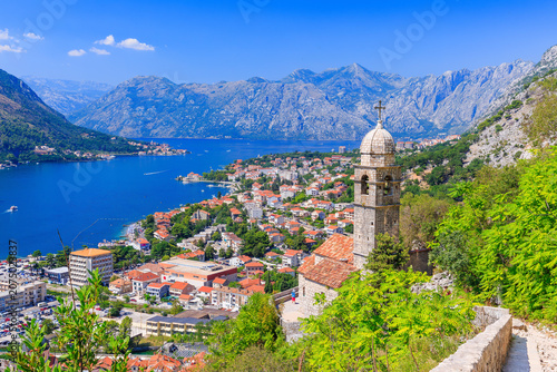 Kotor bay and Old Town from Lovcen Mountain. Montenegro.