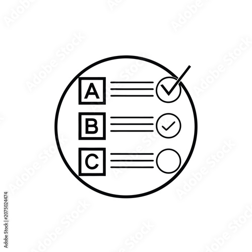 Multiple Choice Checklist Icon with Options A B C