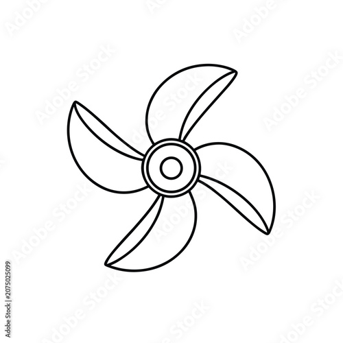 Four-Blade Fan Icon with Circular Hub