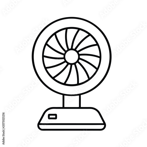 Electric Fan Icon with Circular Grill and Base