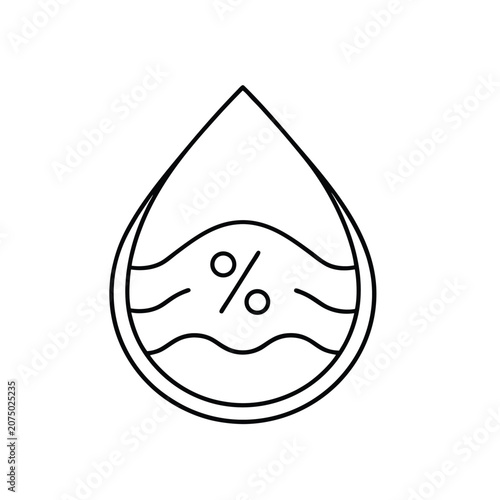 Water Droplet Icon with Percentage and Wavy Lines
