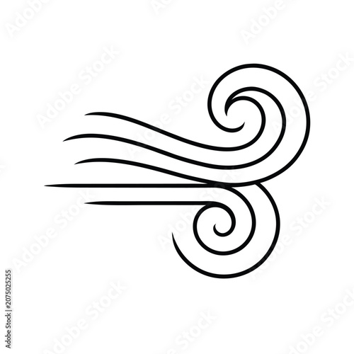 Wind Breeze Icon with Flowing Spiral Lines