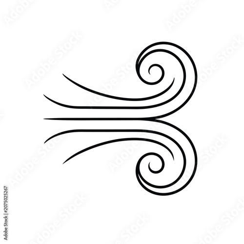 Wind Symbol Icon with Curved Breeze Lines