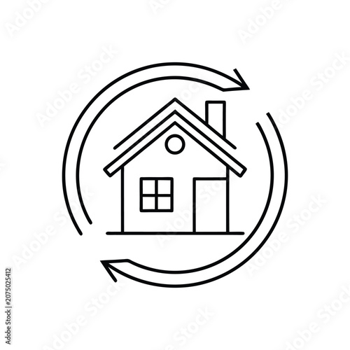 House Recycling Icon with Circular Arrows