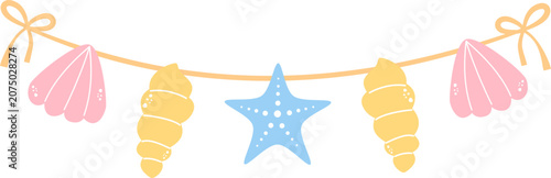 Seashell and Starfish Garland Illustration