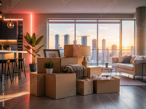 Moving Boxes in New Apartment