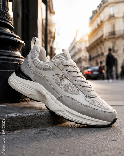 Generic Sneaker Product on Sidewalk