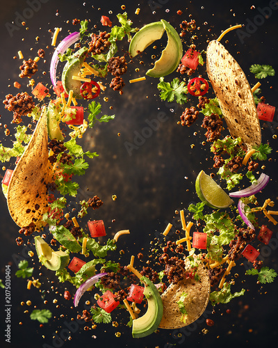 Taco Ingredients Flying Frame