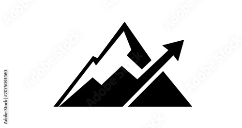 Mountain Peak with Upward Arrow Business Growth Success Chart Vector Icon