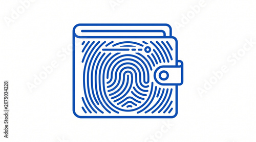 Minimalist vector icon of secure wallet with fingerprint