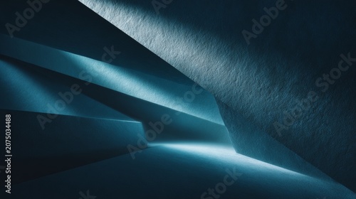 Shadows and light create shapes in a dark space with unique angles at an unknown time and place