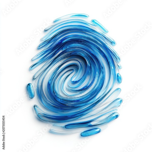 Abstract Blue Swirl Fingerprint Design.