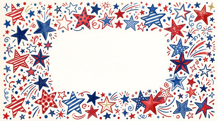 Colorful hand drawn star border with doodles