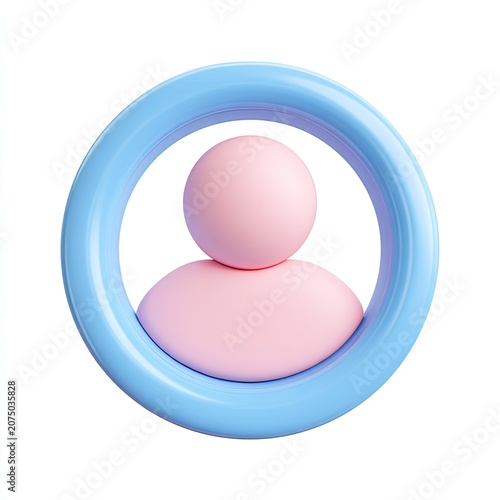 3D Icon of a Person Silhouette within a Blue Circle.
