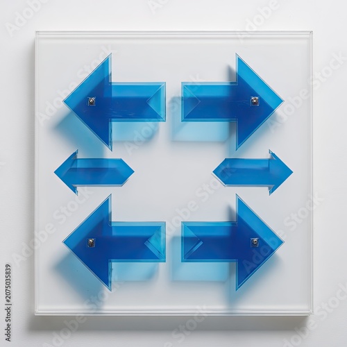 Four Blue Arrows Arranged in a Square Formation Pointing Inward and Outward.