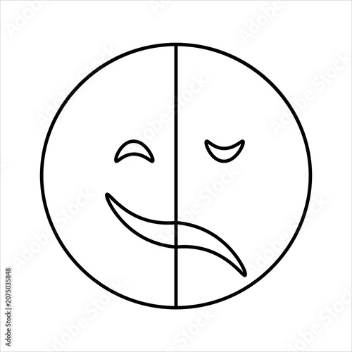 фотографія A simple line drawing of a circle divided in half, with each half depicting a different emotion