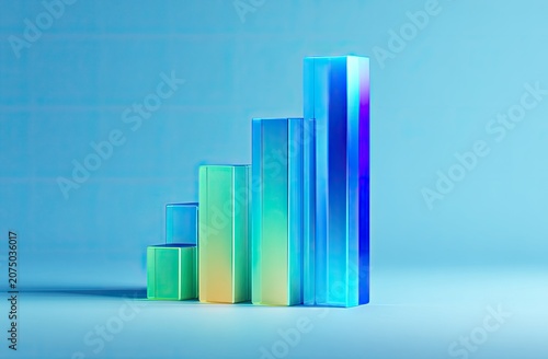 Abstract 3D Bar Chart Representing Growth and Progress.