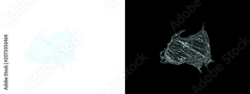 Glowing Light Blue Metallic Crumpled Foil Texture Abstract Material Swatch on White and Black Dual Background