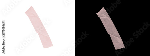 Glowing Pale Pink Textured Tape Diagonal Strip Ribbon Material Swatch on White and Black Dual Background