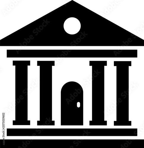 Classic building icon with columns and triangular roof design element
