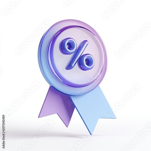 3D Rendered Percentage Symbol on a Ribbon Award.