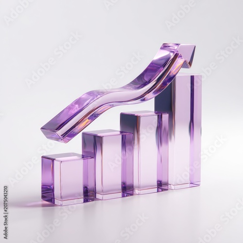Crystal Growth Chart Bar Graph with Upward Arrow.