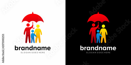 Colorful family insurance logo with umbrella