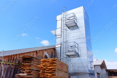 Industrial Dust Extraction Tower at Sawmill in Otzberg-Lengfeld