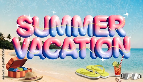 summer vvacations text on isolated background