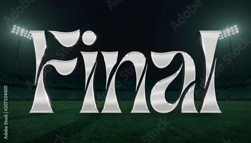 Final text effect with green stadium background
