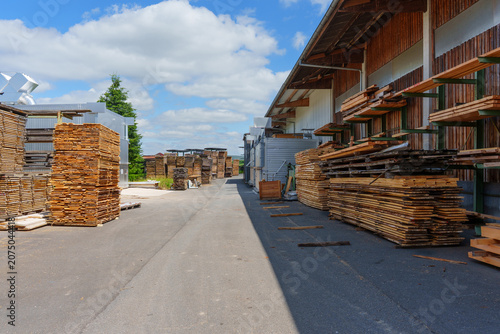Stacks of Wooden Planks at a Sawmill in Otzberg-Lengfeld Germany