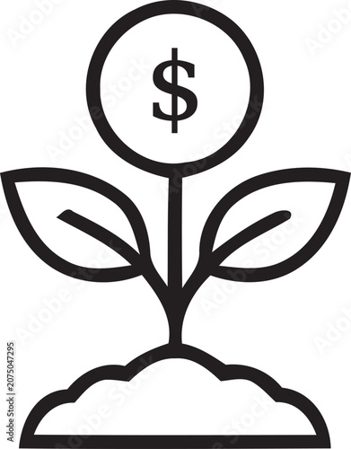 Financial growth concept dollar sign sprout icon