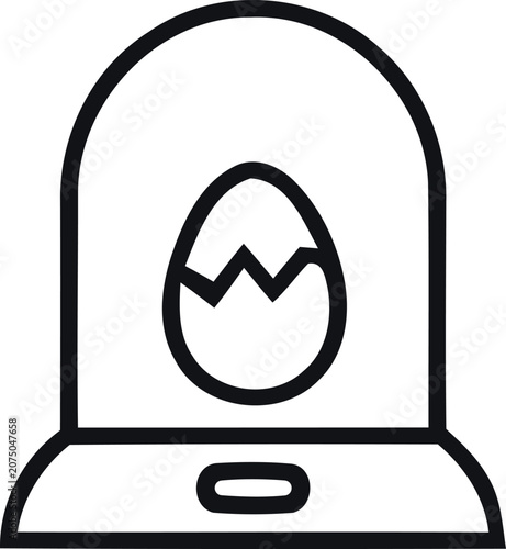 Bell jar with cracked egg illustration line art vector