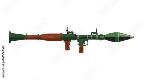 Military anti-tank rocket propelled grenade launcher vector illustration isolated on white background