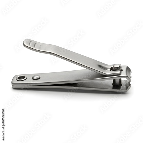 Opaque Nail Clippers Isolated On White Solid Background, Metal Grooming Tool With Simple Design, Perfect For Hygiene, Beauty Care, And Personal Routine Concepts