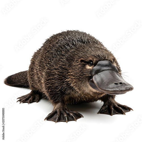 Generic Platypus Isolated On White Solid Background, Unique Aquatic Mammal With Bill And Tail, Symbol Of Wildlife, Nature Diversity, And Australian Habitat